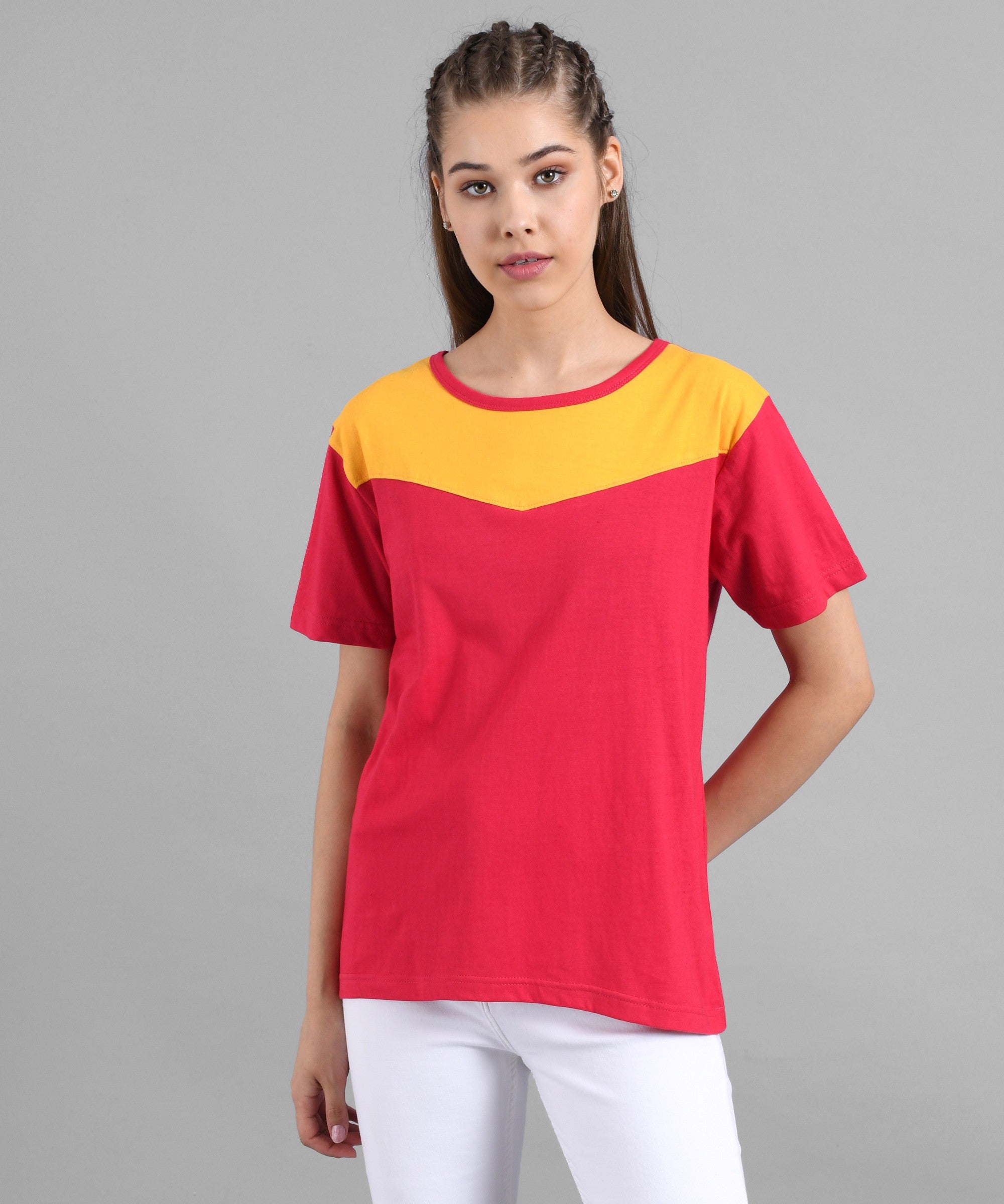 KOTTY Colorblock Women Round Neck Multicolor T-Shirt 