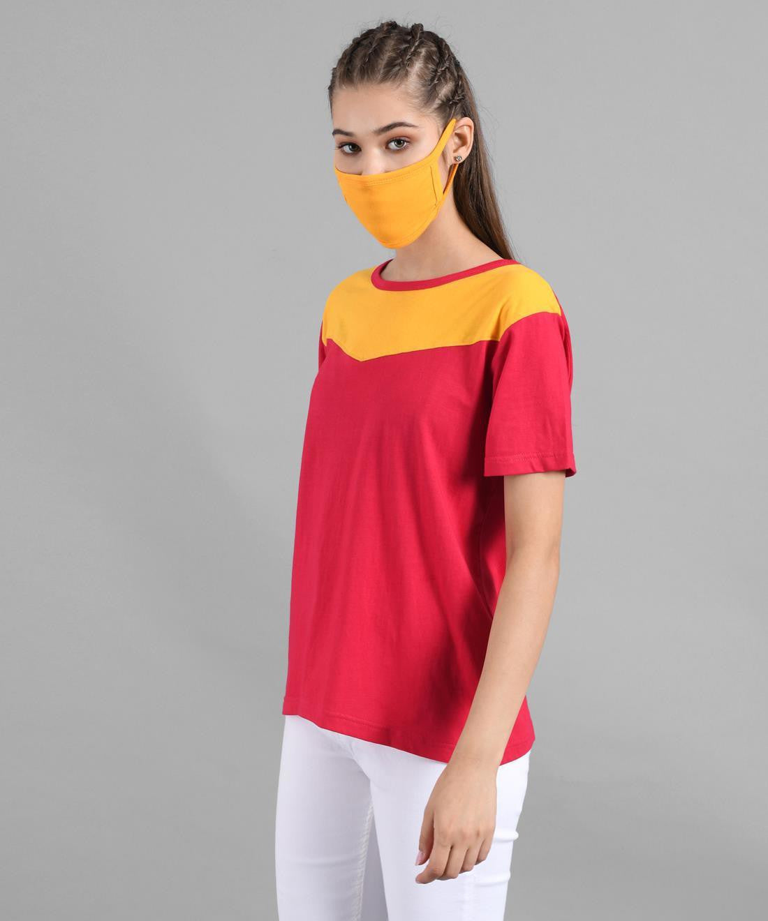 KOTTY Colorblock Women Round Neck Multicolor T-Shirt 