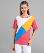 KOTTY Colorblock Women Round Neck Multicolor T-Shirt 