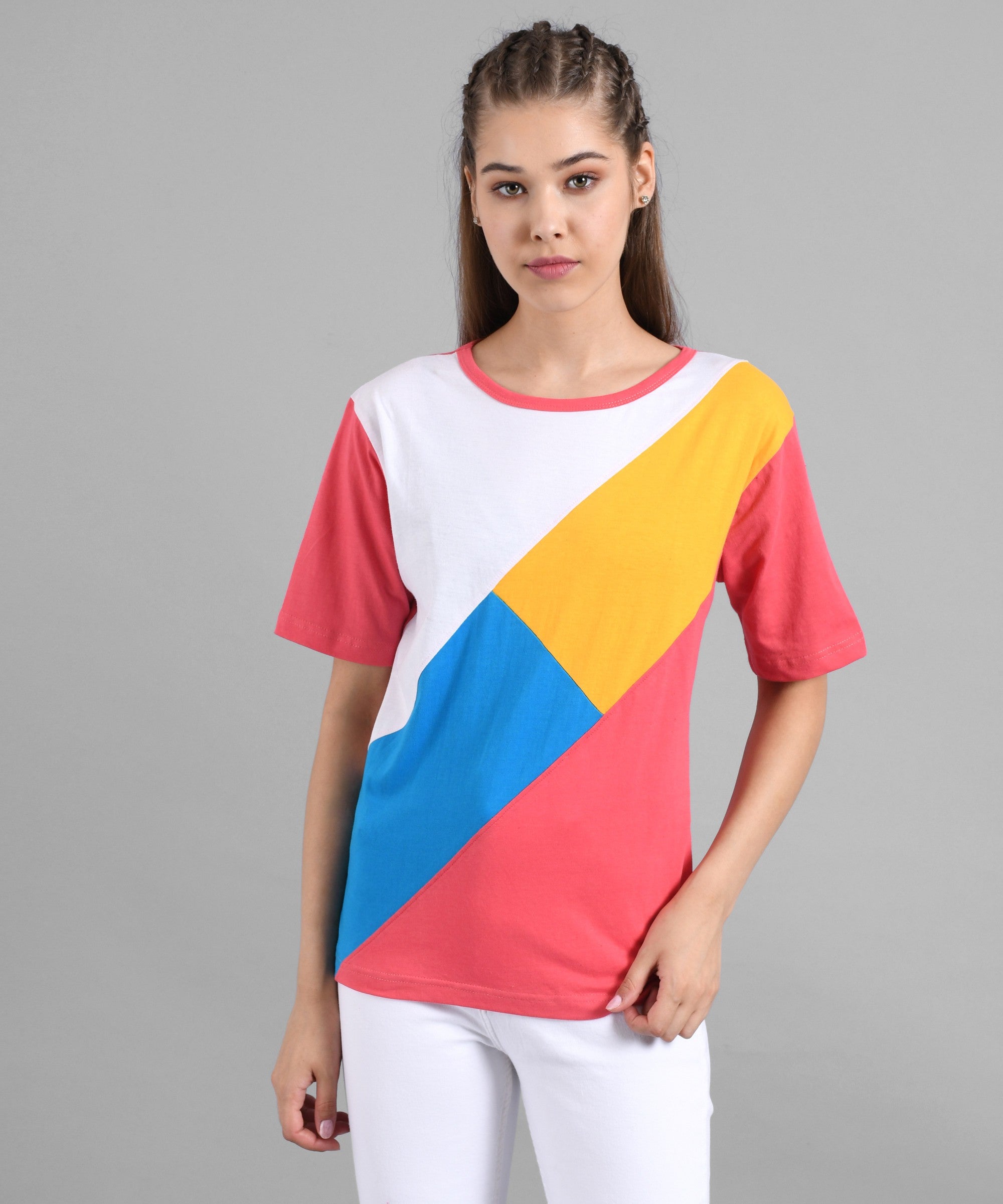 KOTTY Colorblock Women Round Neck Multicolor T-Shirt 