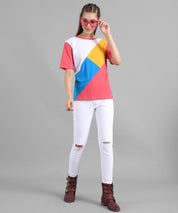 KOTTY Colorblock Women Round Neck Multicolor T-Shirt 