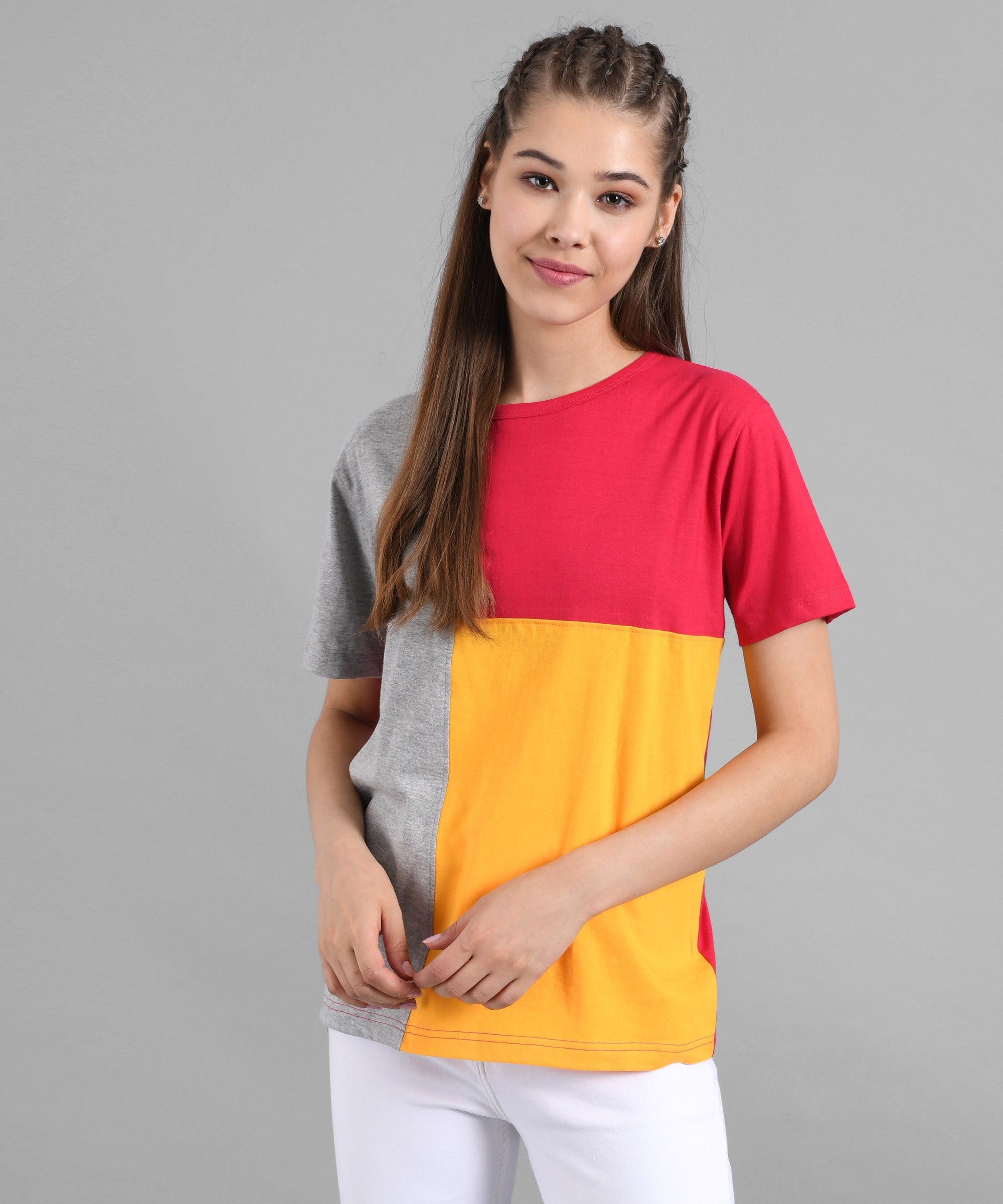 KOTTY Colorblock Women Round Neck Multicolor T-Shirt 