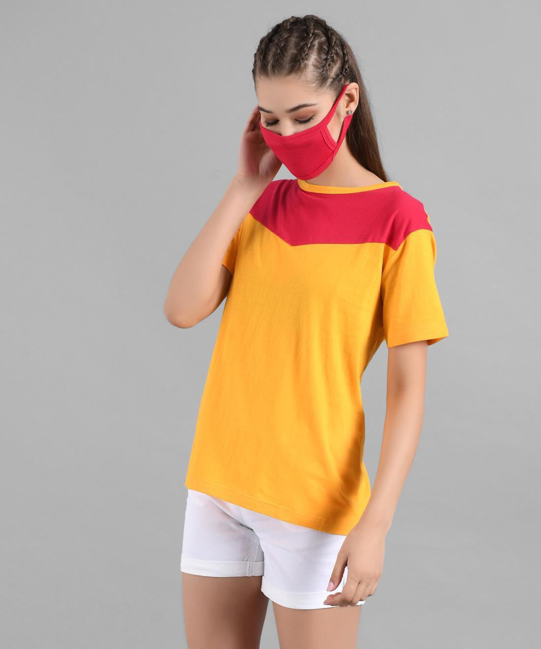 KOTTY Colorblock Women Round Neck Multicolor T-Shirt 