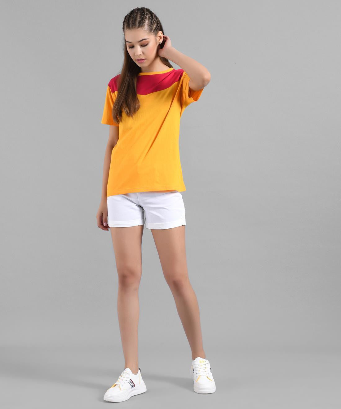KOTTY Colorblock Women Round Neck Multicolor T-Shirt 