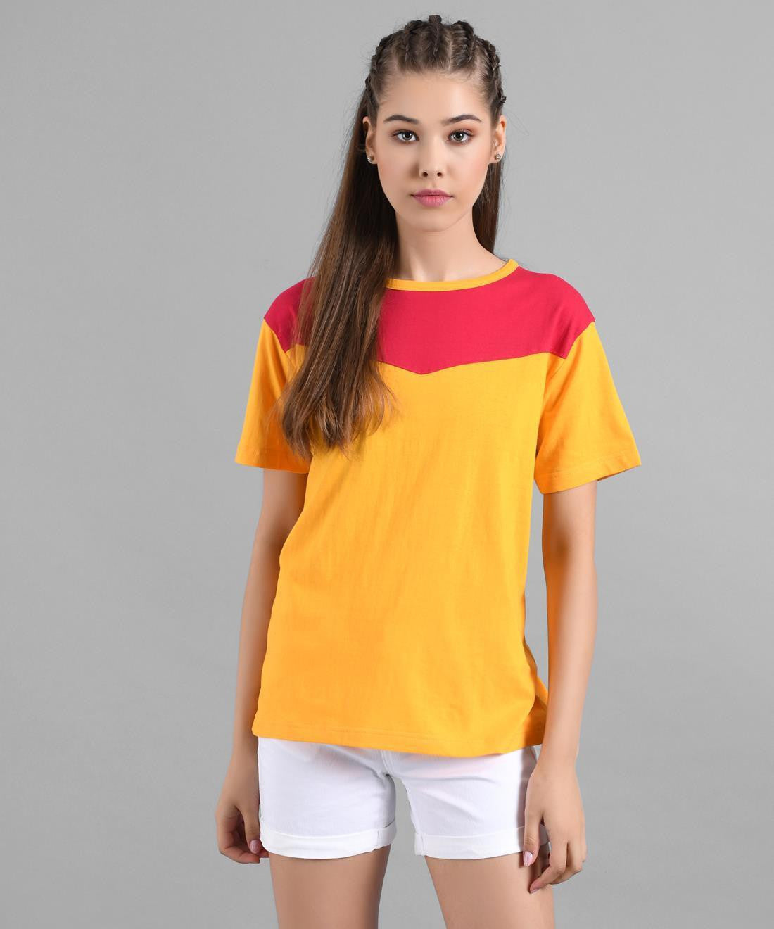 KOTTY Colorblock Women Round Neck Multicolor T-Shirt 