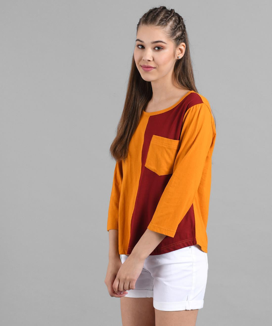 KOTTY Women's Solid Regular Fit T-Shirt