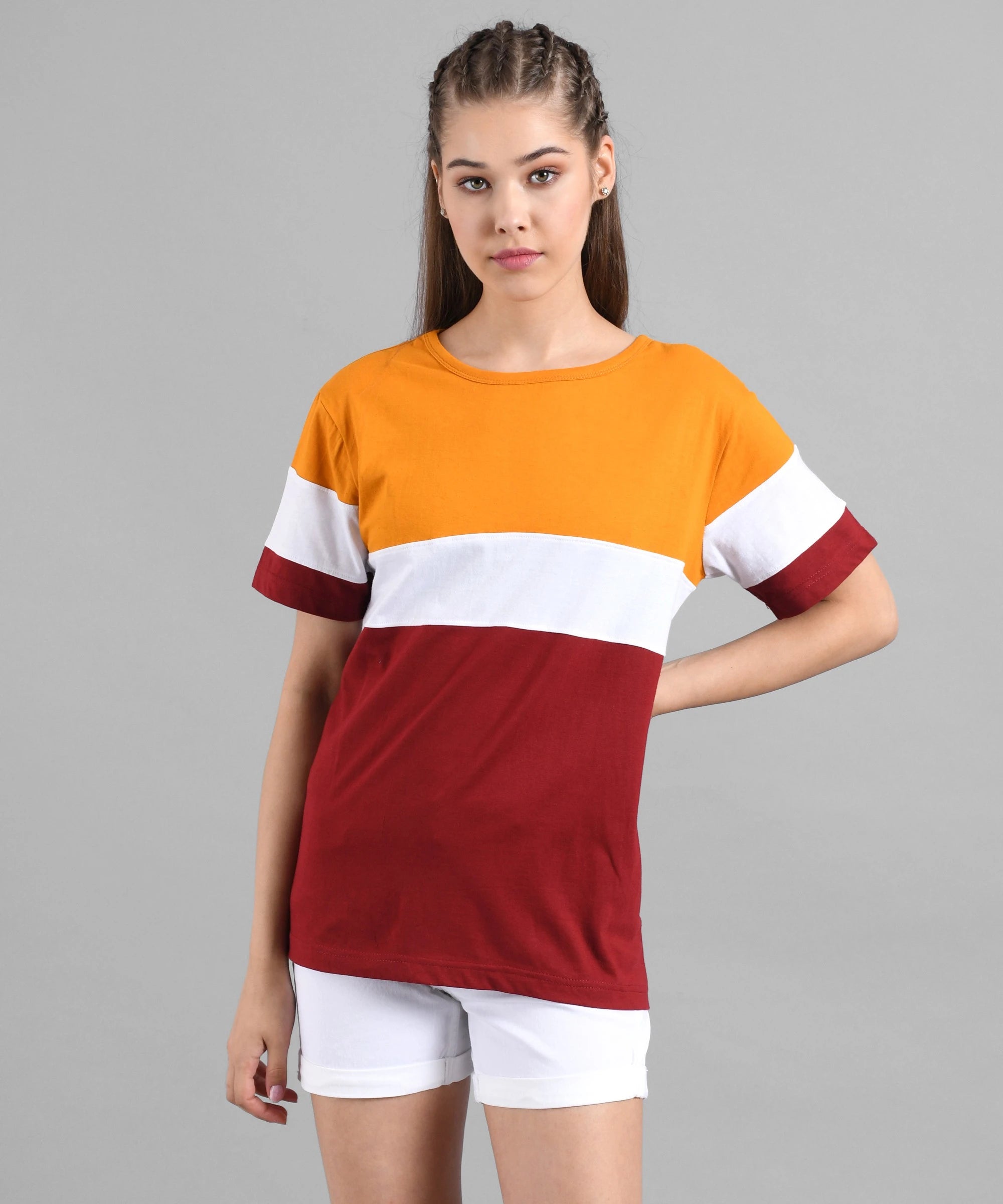 KOTTY Colorblock Women Round Neck Multicolor T-Shirt 