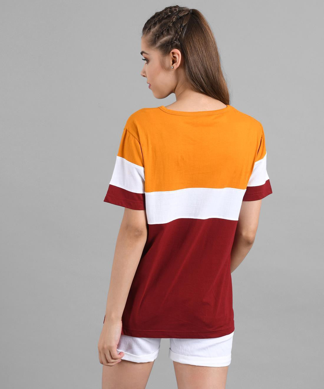 KOTTY Colorblock Women Round Neck Multicolor T-Shirt 