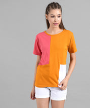 KOTTY Colorblock Women Round Neck Multicolor T-Shirt 