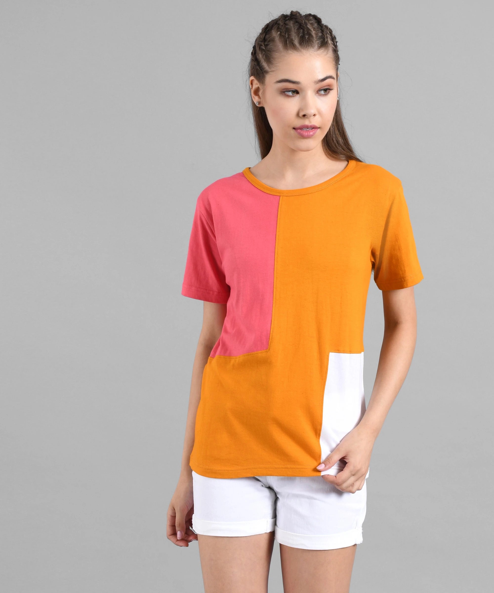 KOTTY Colorblock Women Round Neck Multicolor T-Shirt 