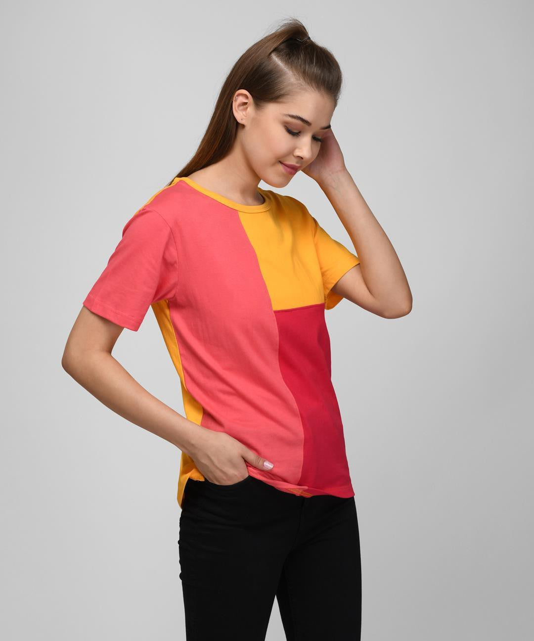 KOTTY Printed Women Round Neck Multicolor T-Shirt 