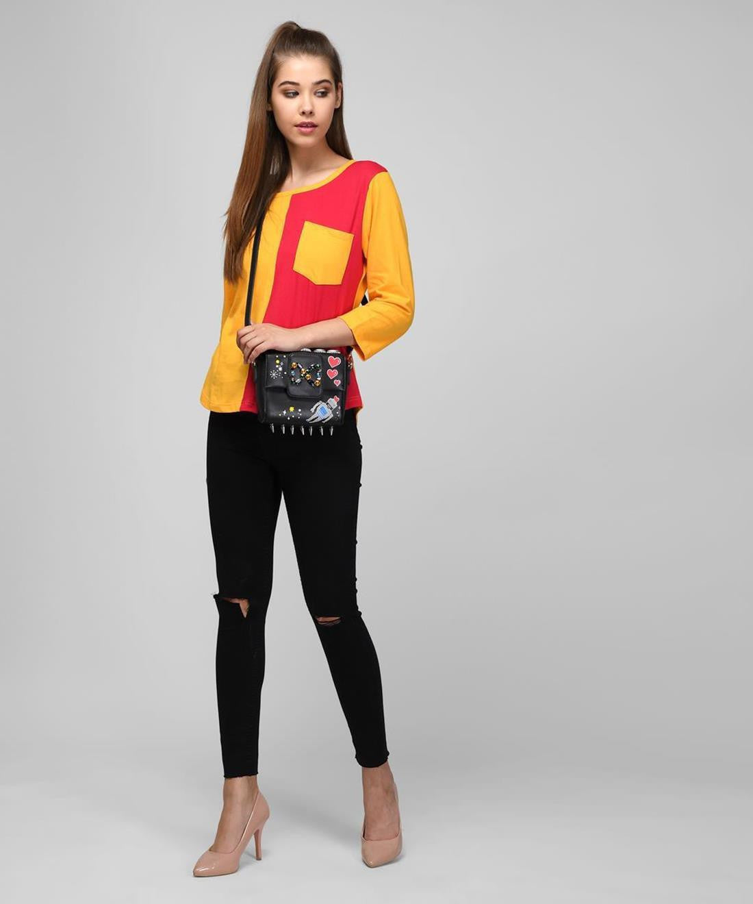KOTTY Printed Women Round Neck Multicolor T-Shirt 