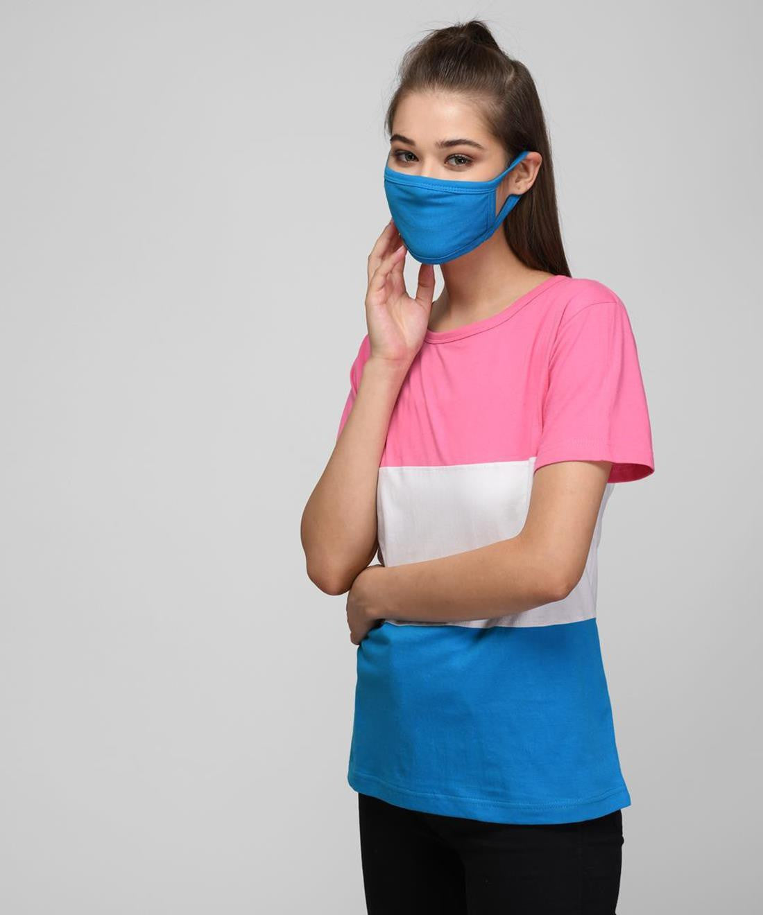 KOTTY Colorblock Women Round Neck Multicolor T-Shirt 