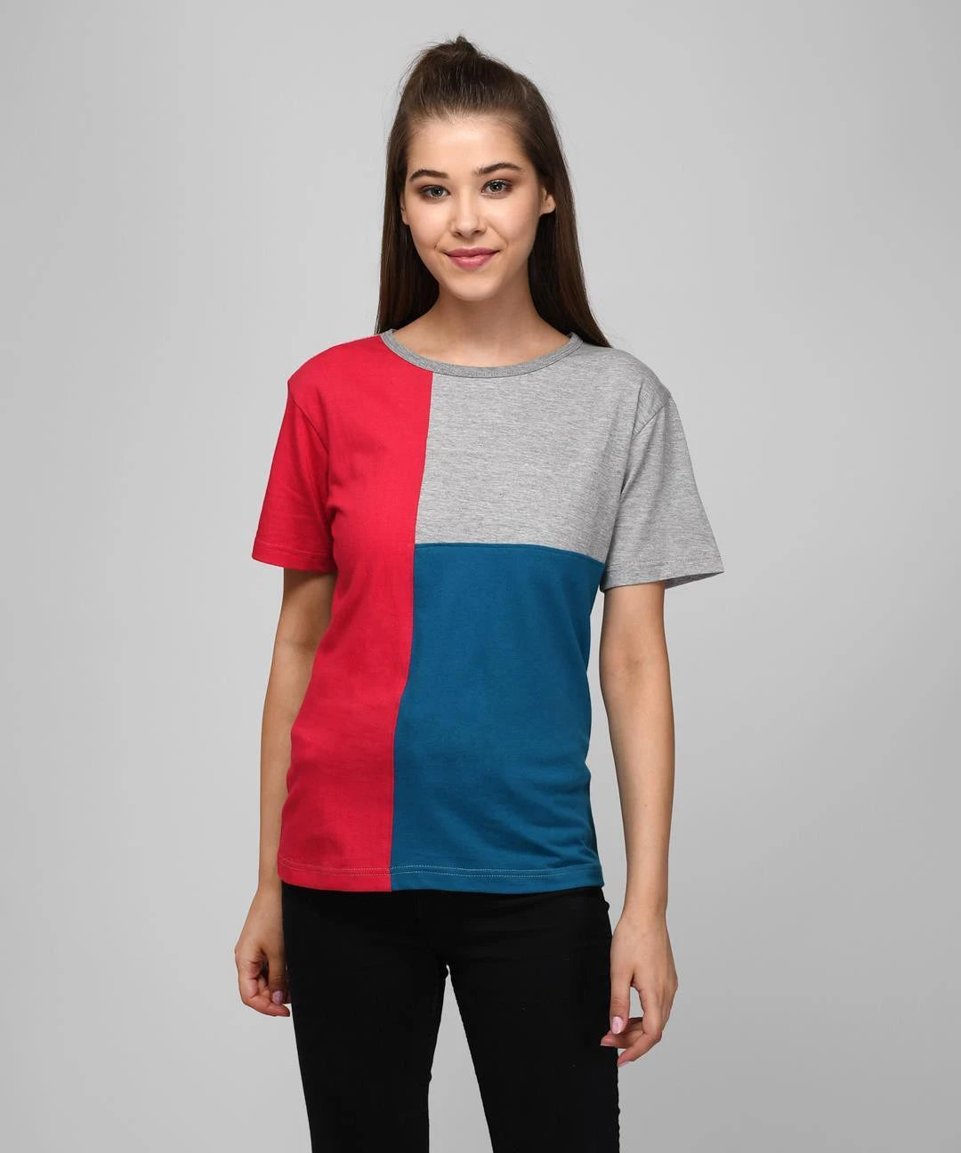 KOTTY Colorblock Women Round Neck Multicolor T-Shirt 