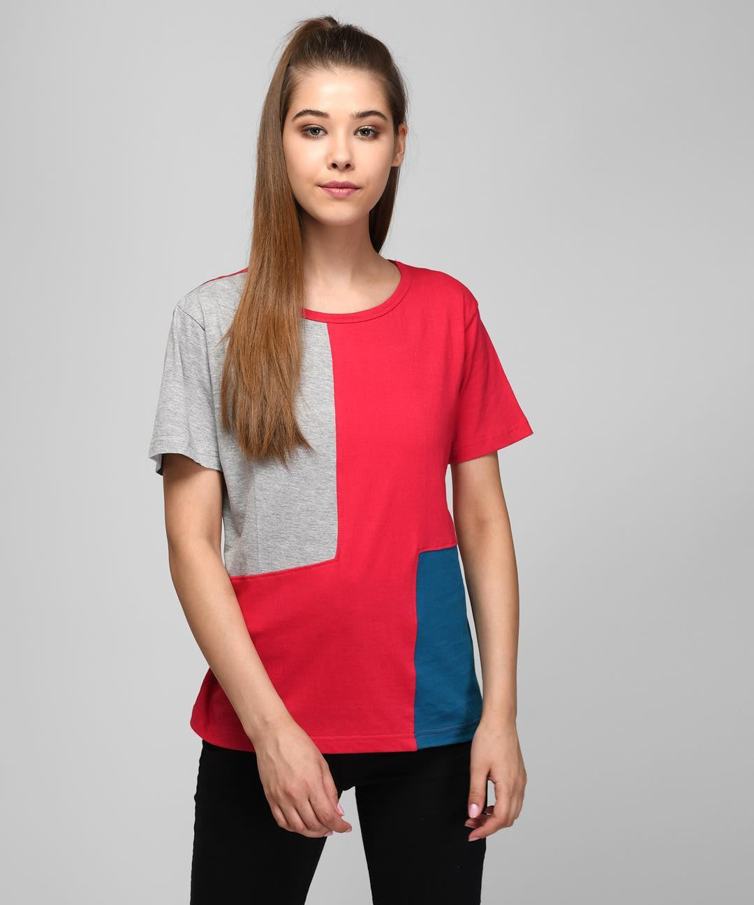 KOTTY Colorblock Women Round Neck Multicolor T-Shirt 