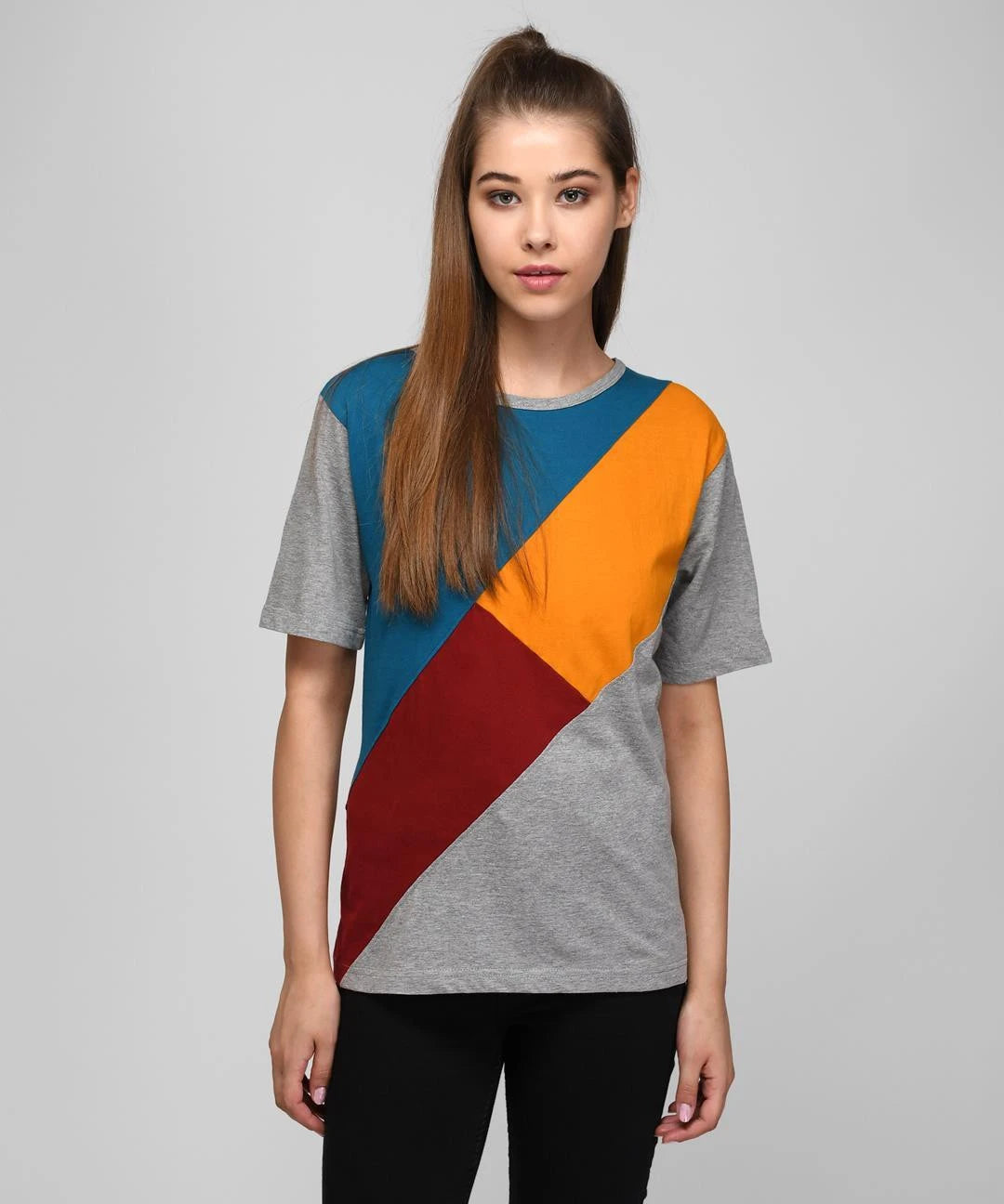 KOTTY Colorblock Women Round Neck Multicolor T-Shirt 