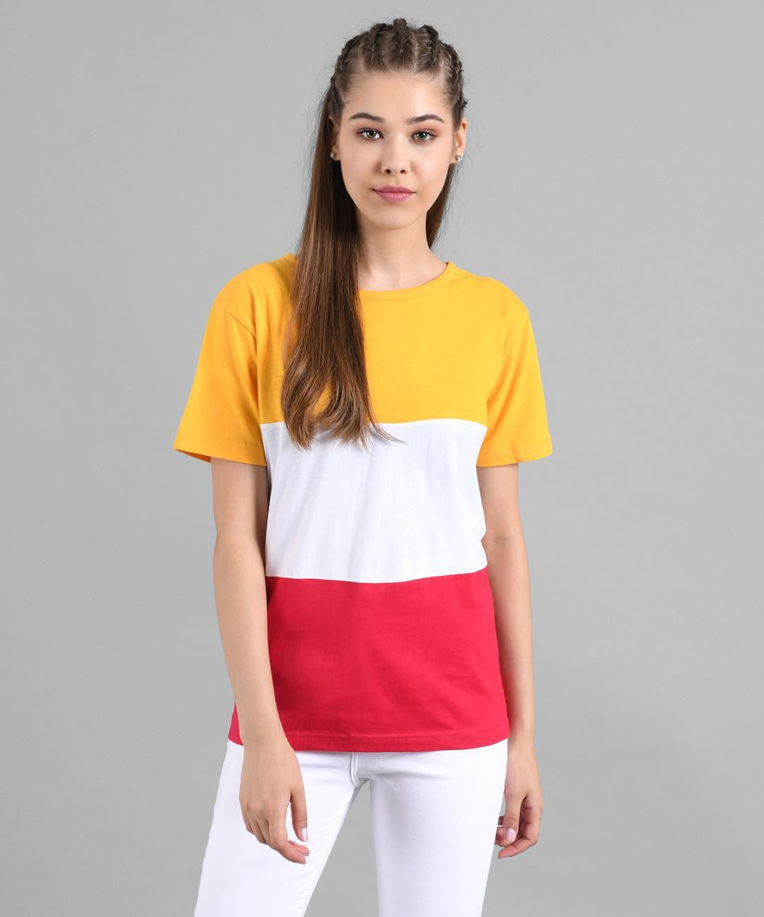 KOTTY Colorblock Women Round Neck Multicolor T-Shirt 