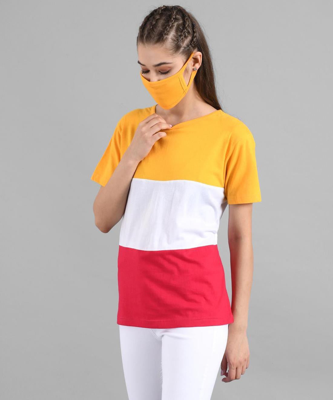 KOTTY Colorblock Women Round Neck Multicolor T-Shirt 
