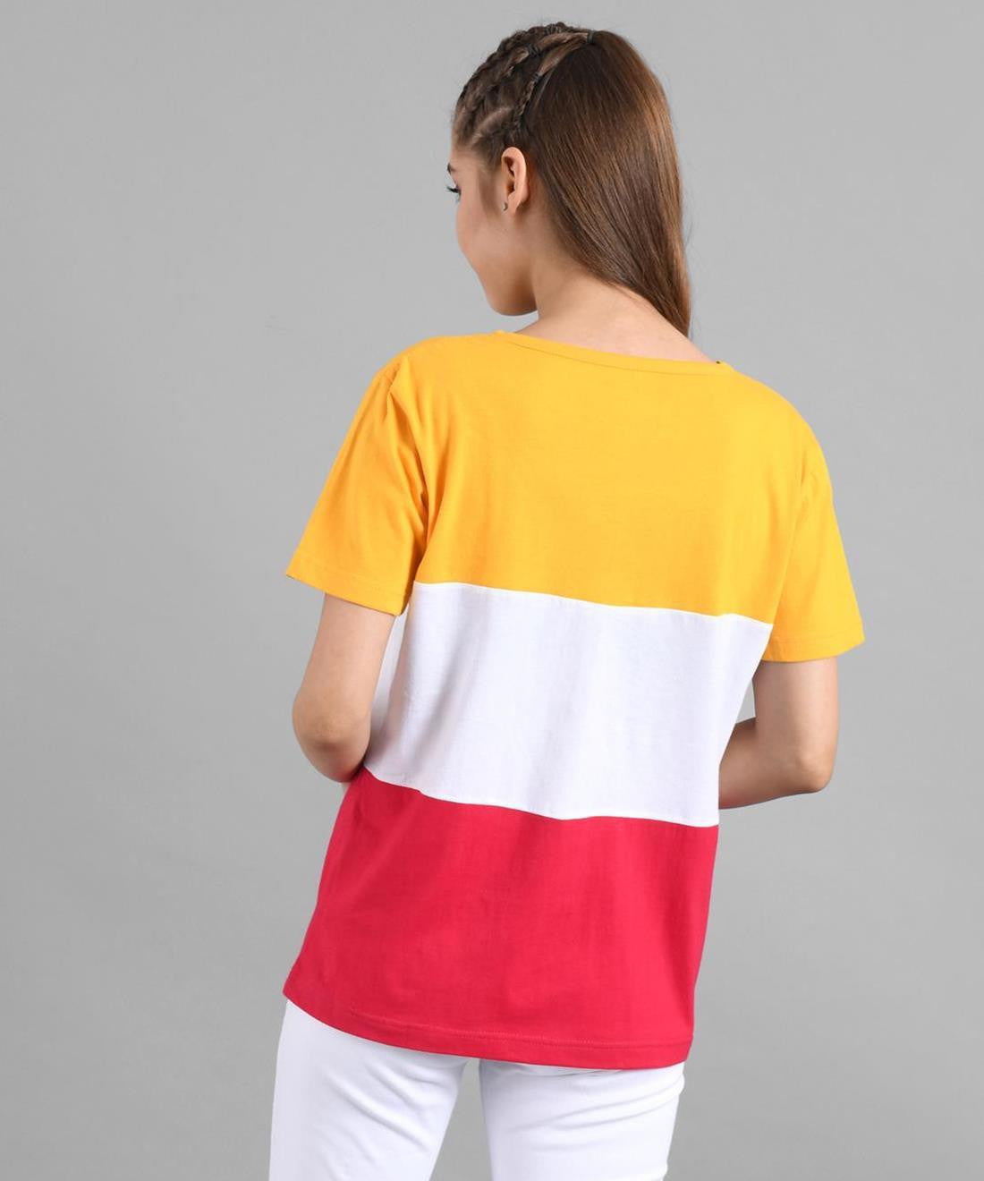KOTTY Colorblock Women Round Neck Multicolor T-Shirt 