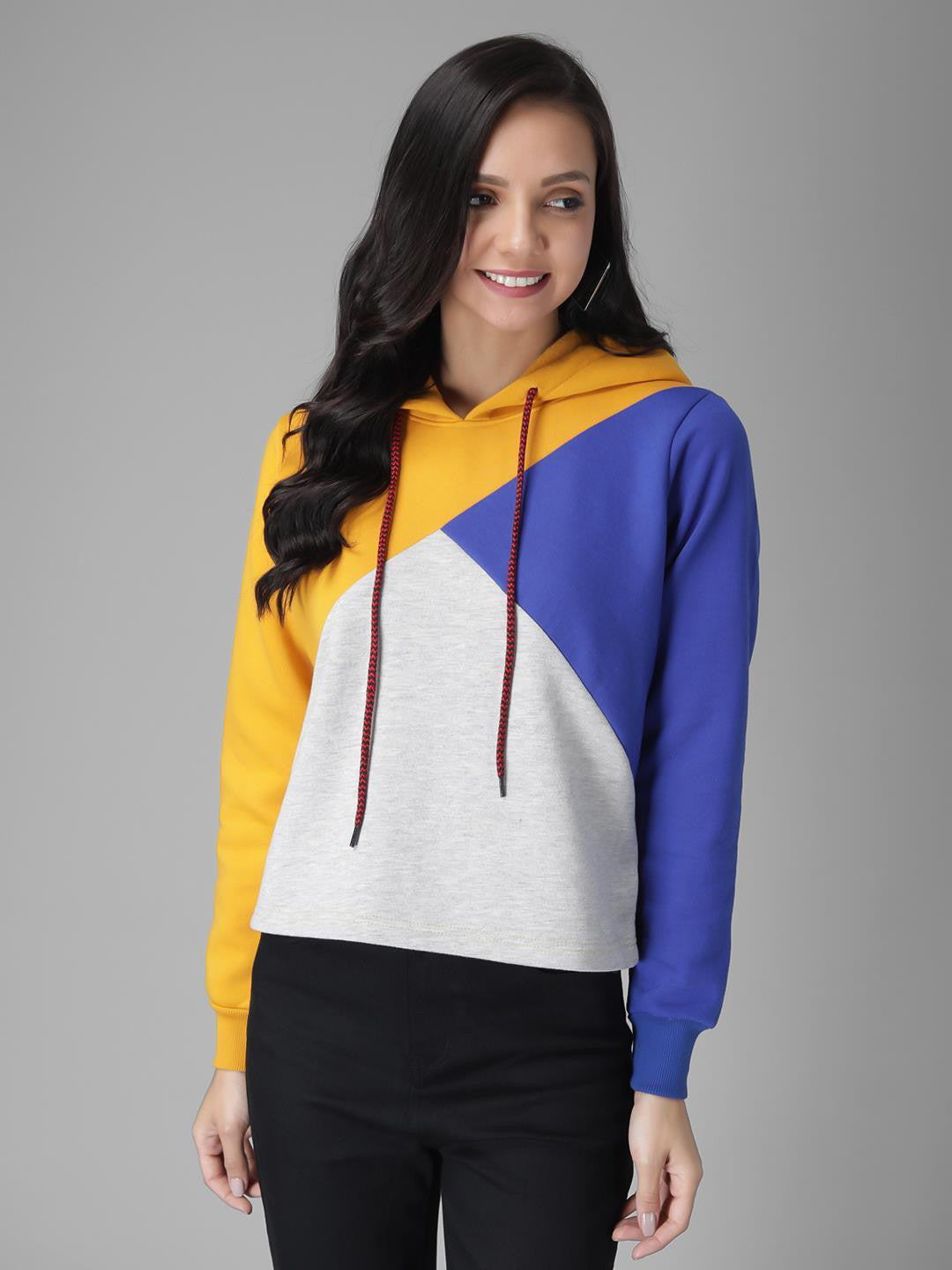 KOTTY Full Sleeve Color Block Women Sweatshirt 