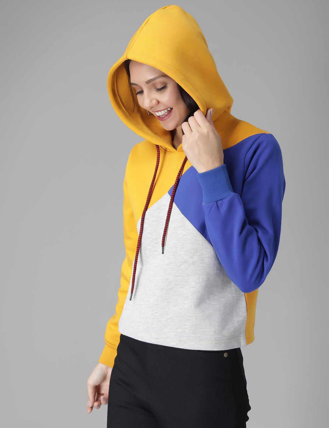 KOTTY Full Sleeve Color Block Women Sweatshirt 