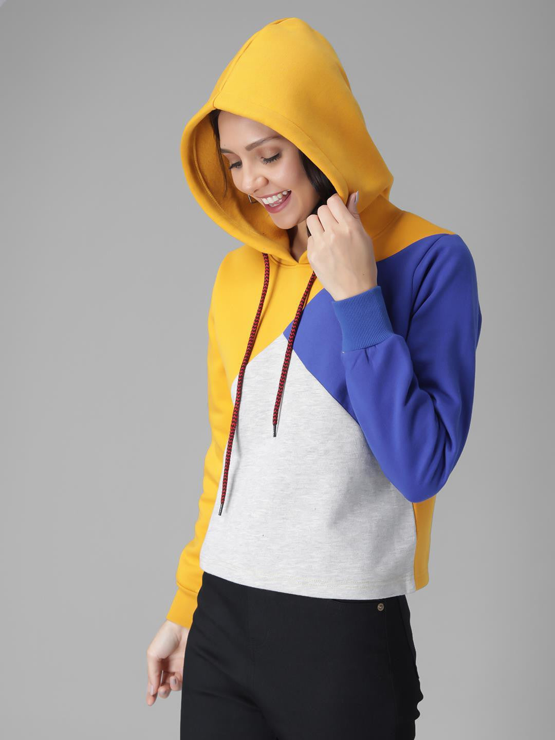 KOTTY Full Sleeve Color Block Women Sweatshirt 