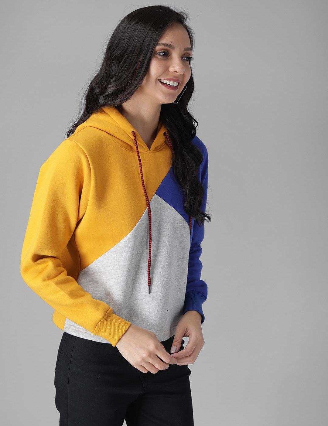 KOTTY Full Sleeve Color Block Women Sweatshirt 