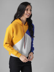KOTTY Full Sleeve Color Block Women Sweatshirt 