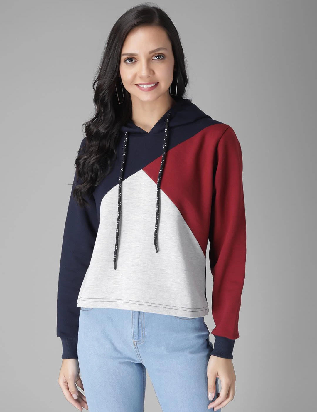 KOTTY Full Sleeve Color Block Women Sweatshirt 