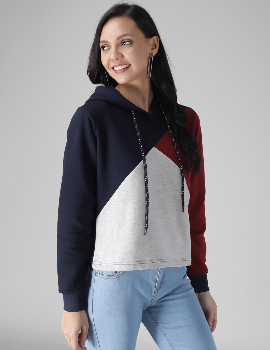 KOTTY Full Sleeve Color Block Women Sweatshirt 