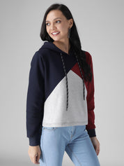KOTTY Full Sleeve Color Block Women Sweatshirt 