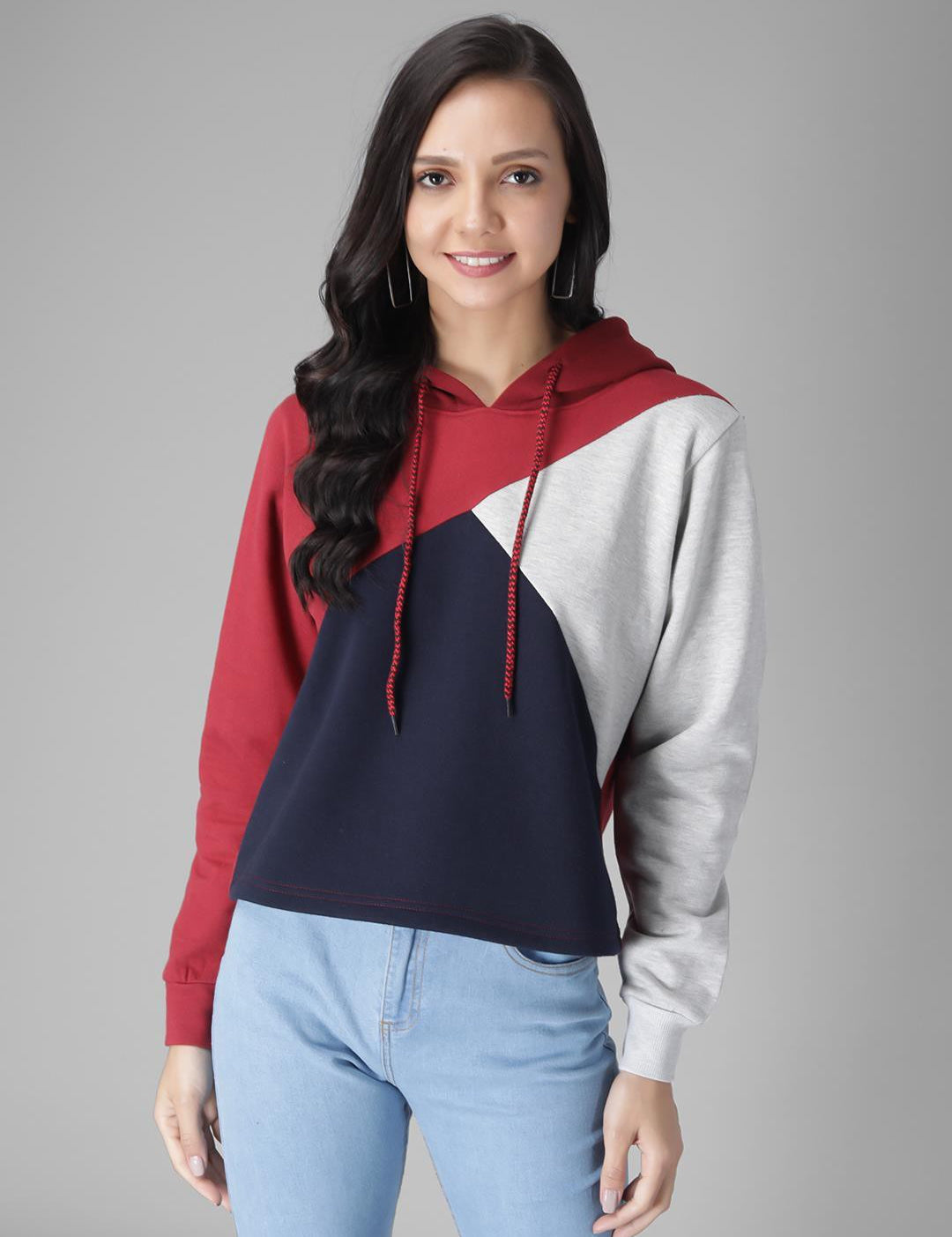 KOTTY Full Sleeve Color Block Women Sweatshirt 