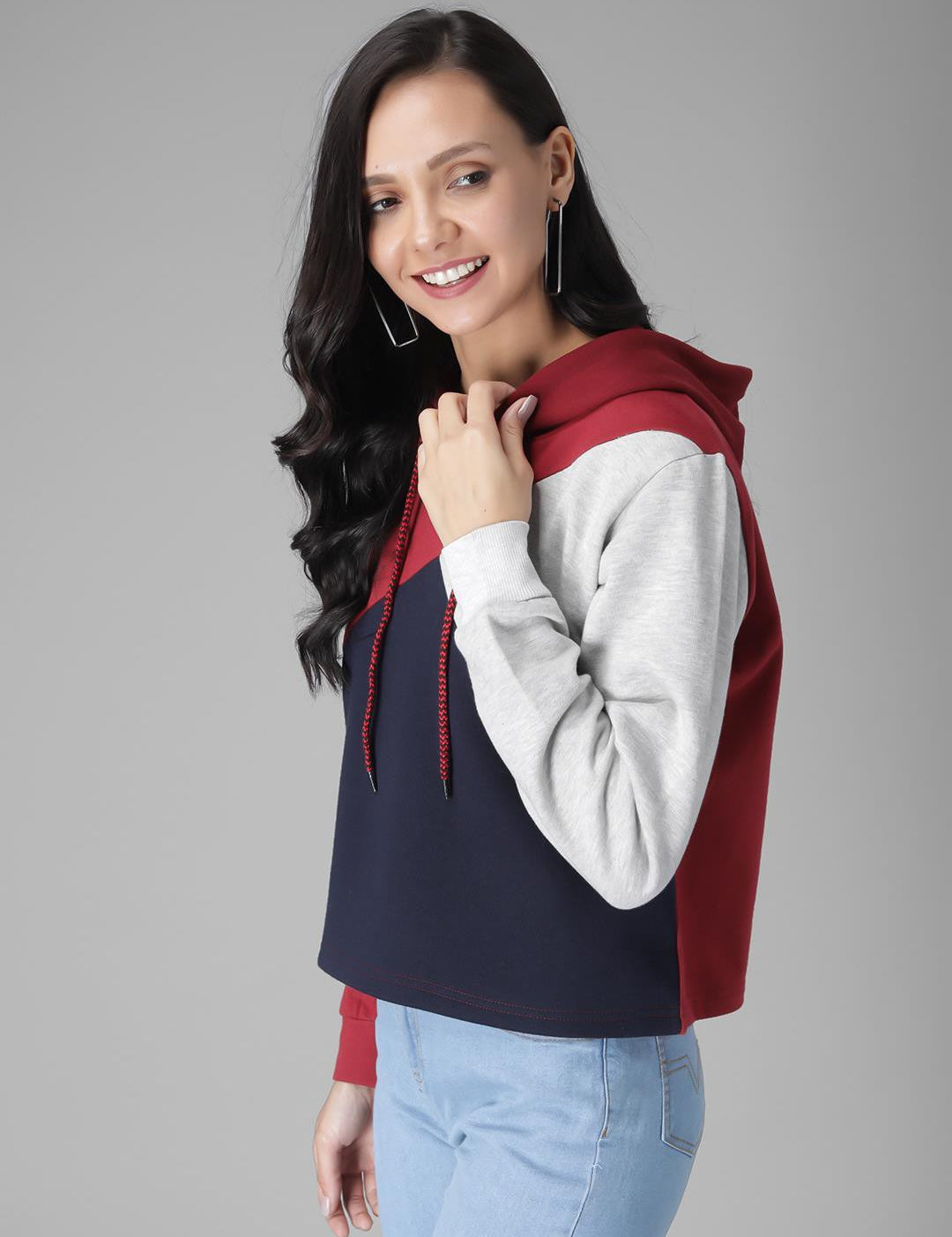 KOTTY Full Sleeve Color Block Women Sweatshirt 