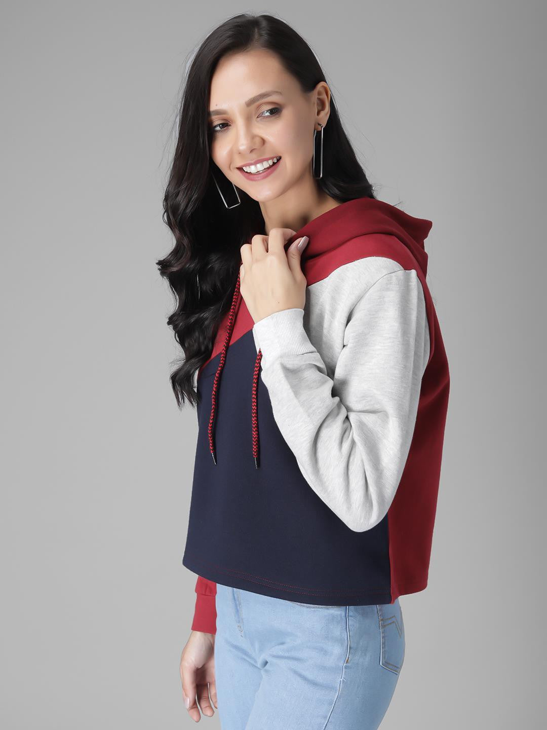 KOTTY Full Sleeve Color Block Women Sweatshirt 