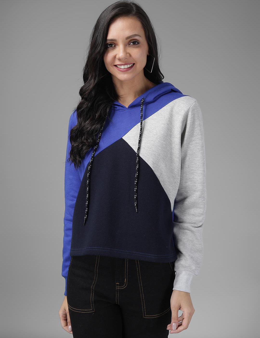 KOTTY Full Sleeve Color Block Women Sweatshirt 