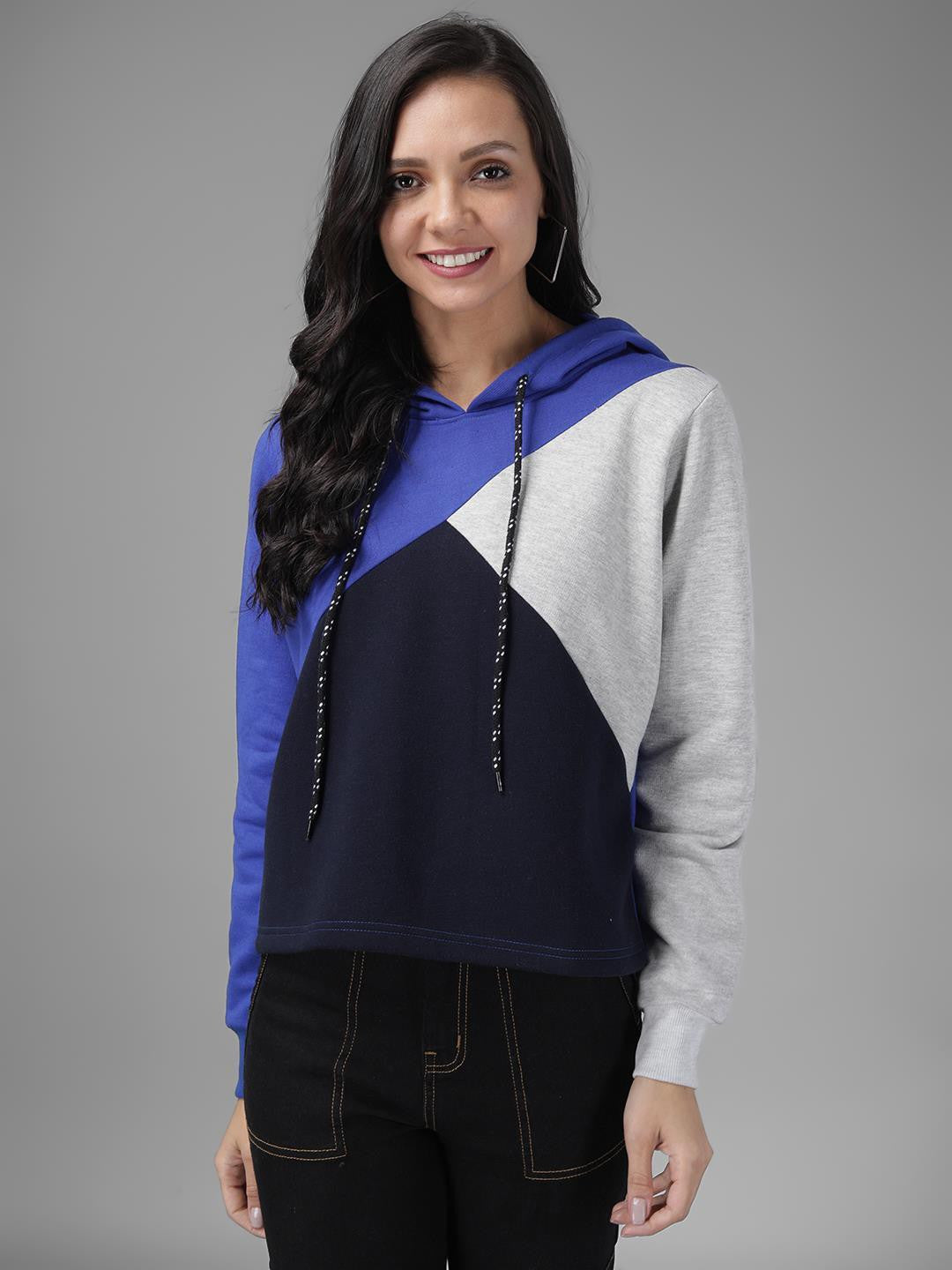 KOTTY Full Sleeve Color Block Women Sweatshirt 