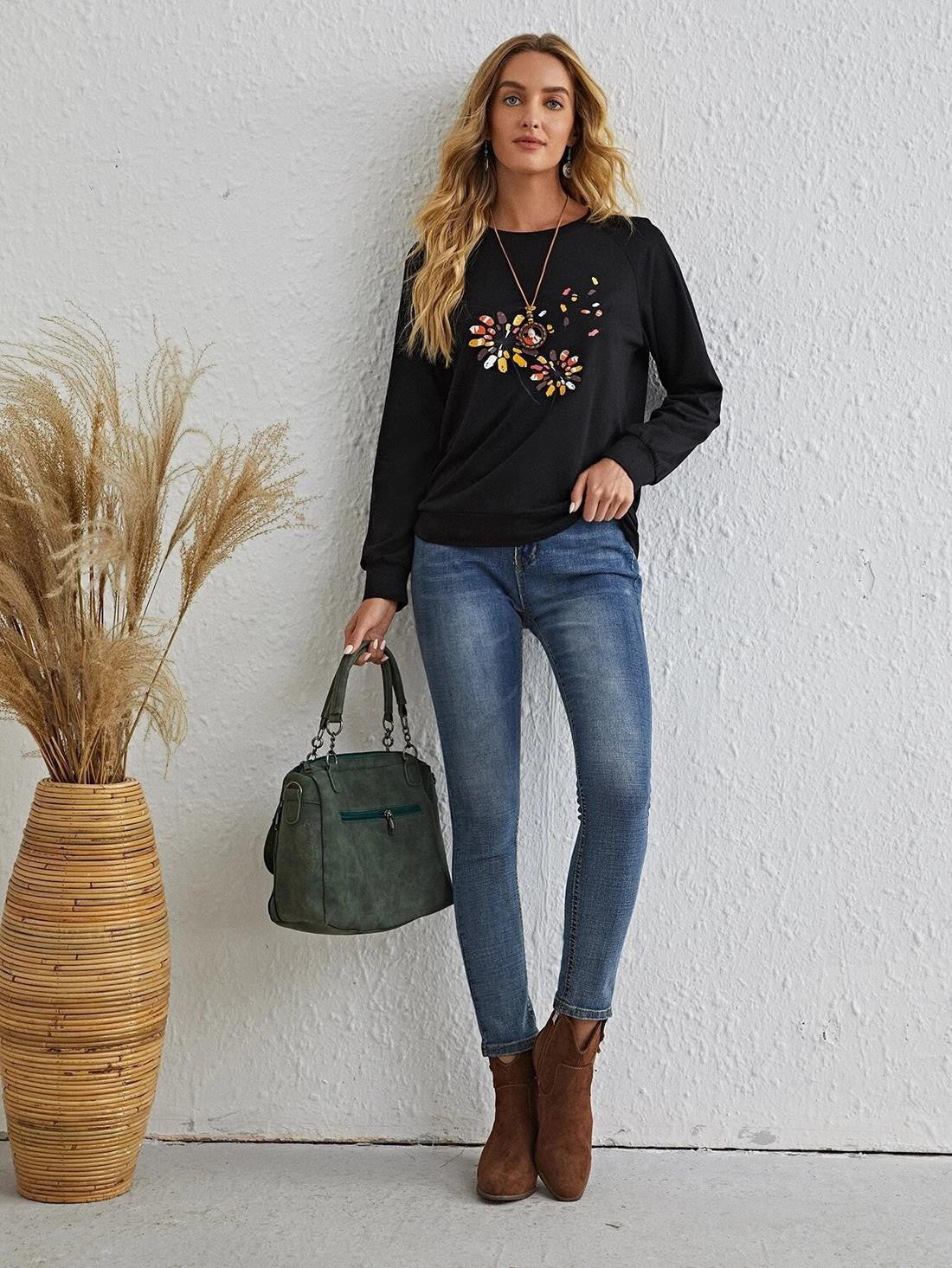 KOTTY Full Sleeve Floral Print Women Sweatshirt 