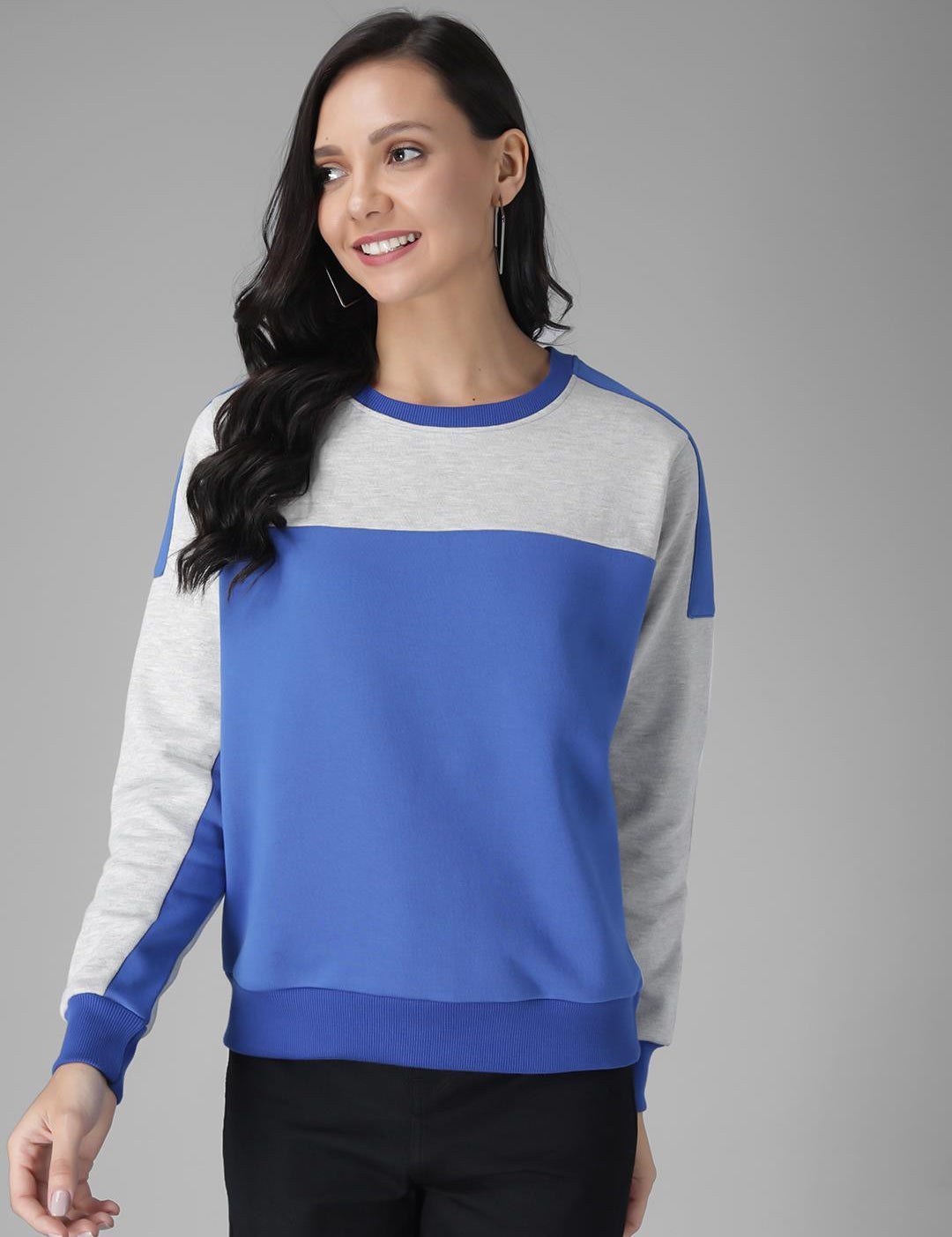 KOTTY Full Sleeve Color Block Women Sweatshirt 
