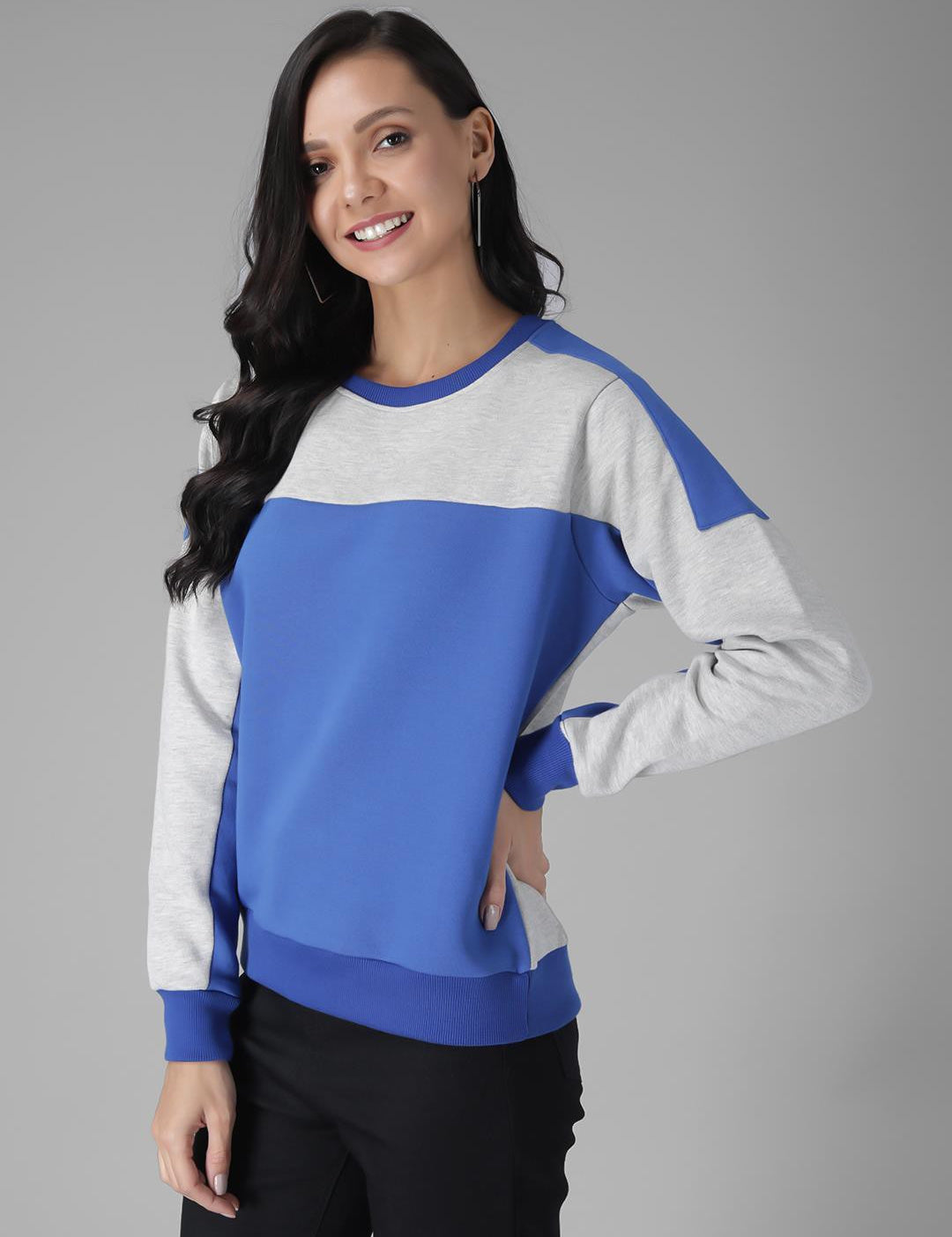 KOTTY Full Sleeve Color Block Women Sweatshirt 