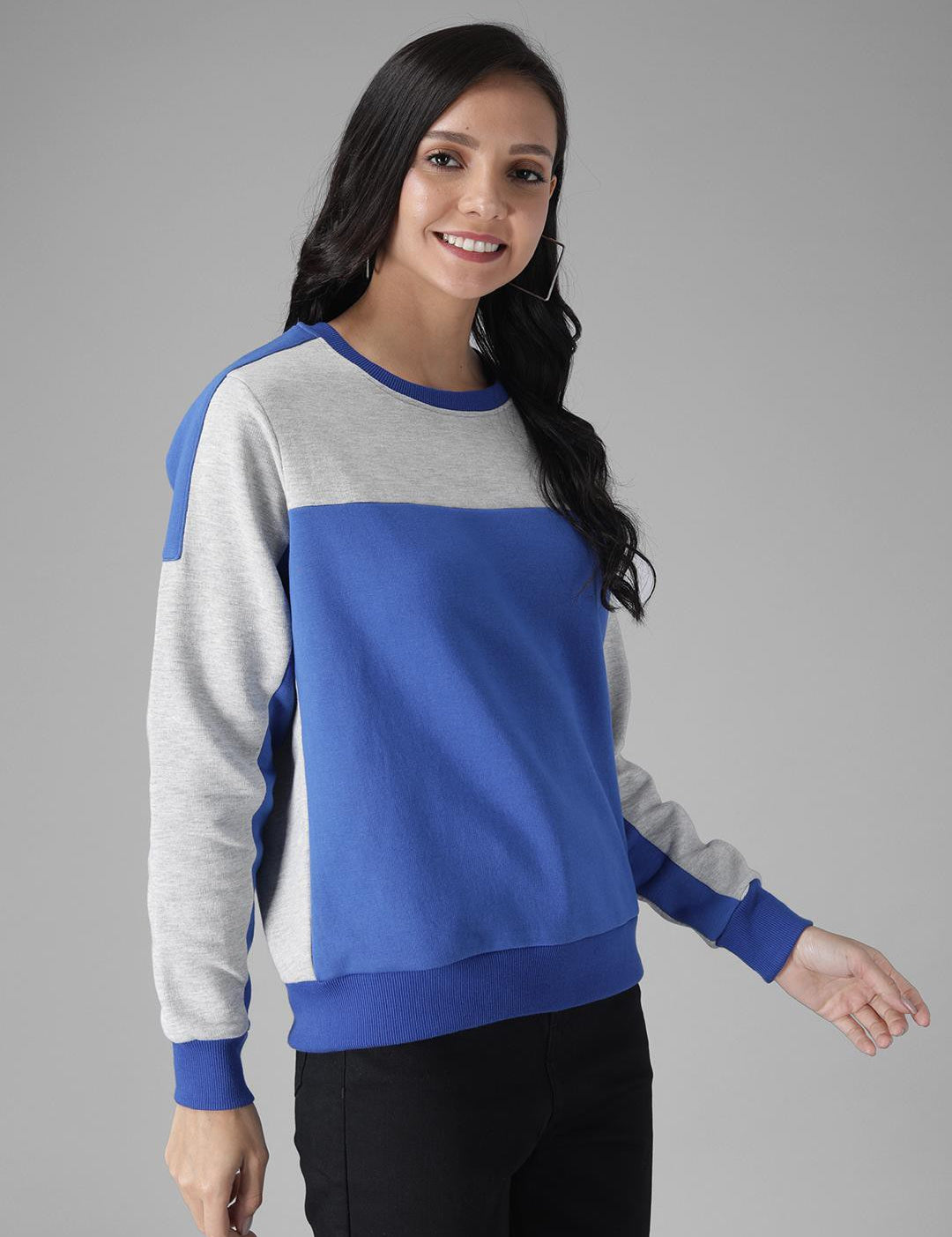KOTTY Full Sleeve Color Block Women Sweatshirt 