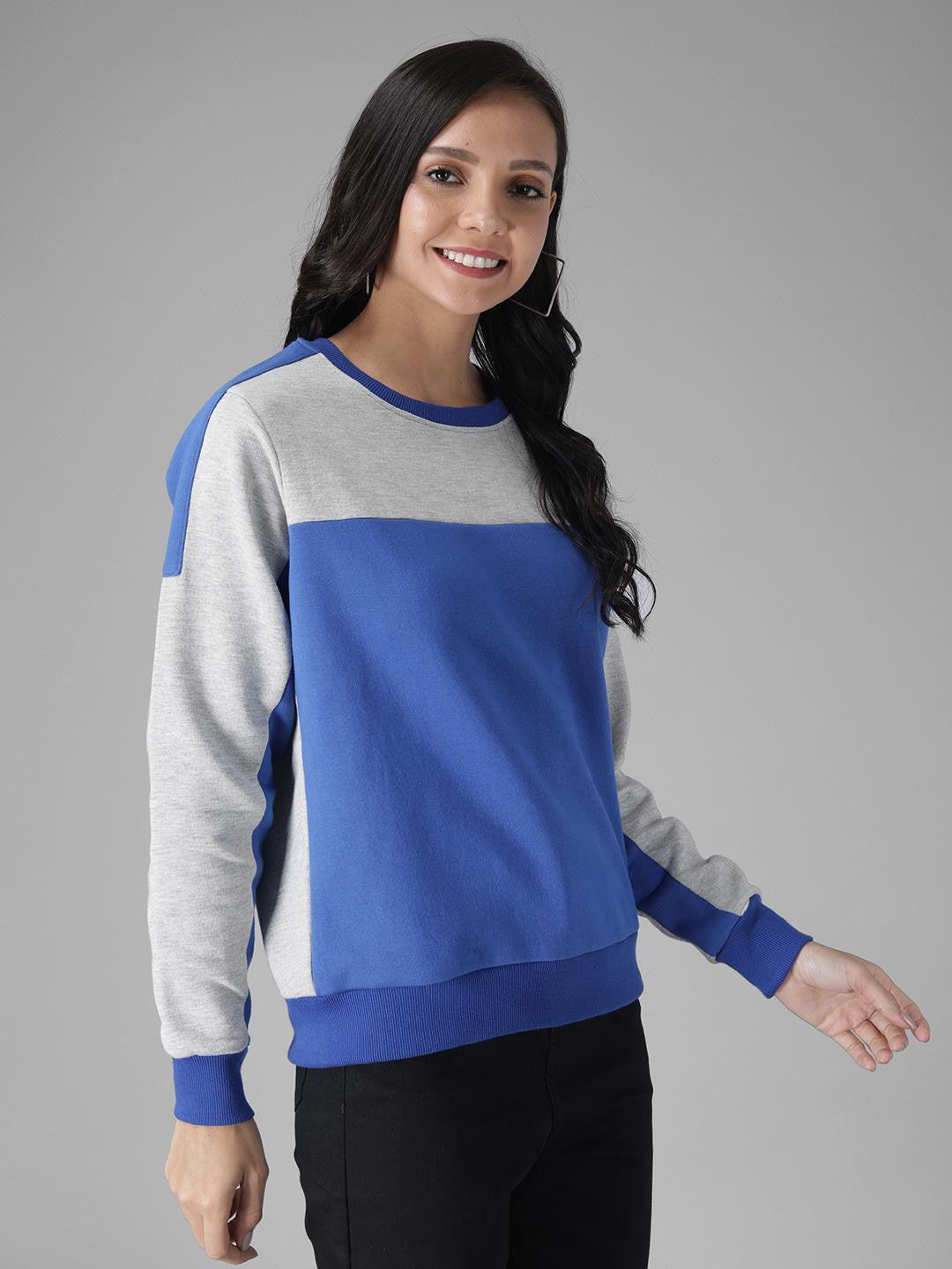 KOTTY Full Sleeve Color Block Women Sweatshirt 