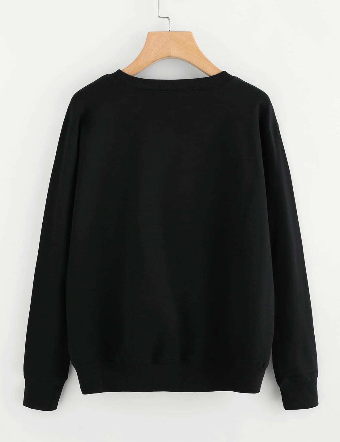 KOTTY Women's Solid Kettle Black Stylish Sweatshirt