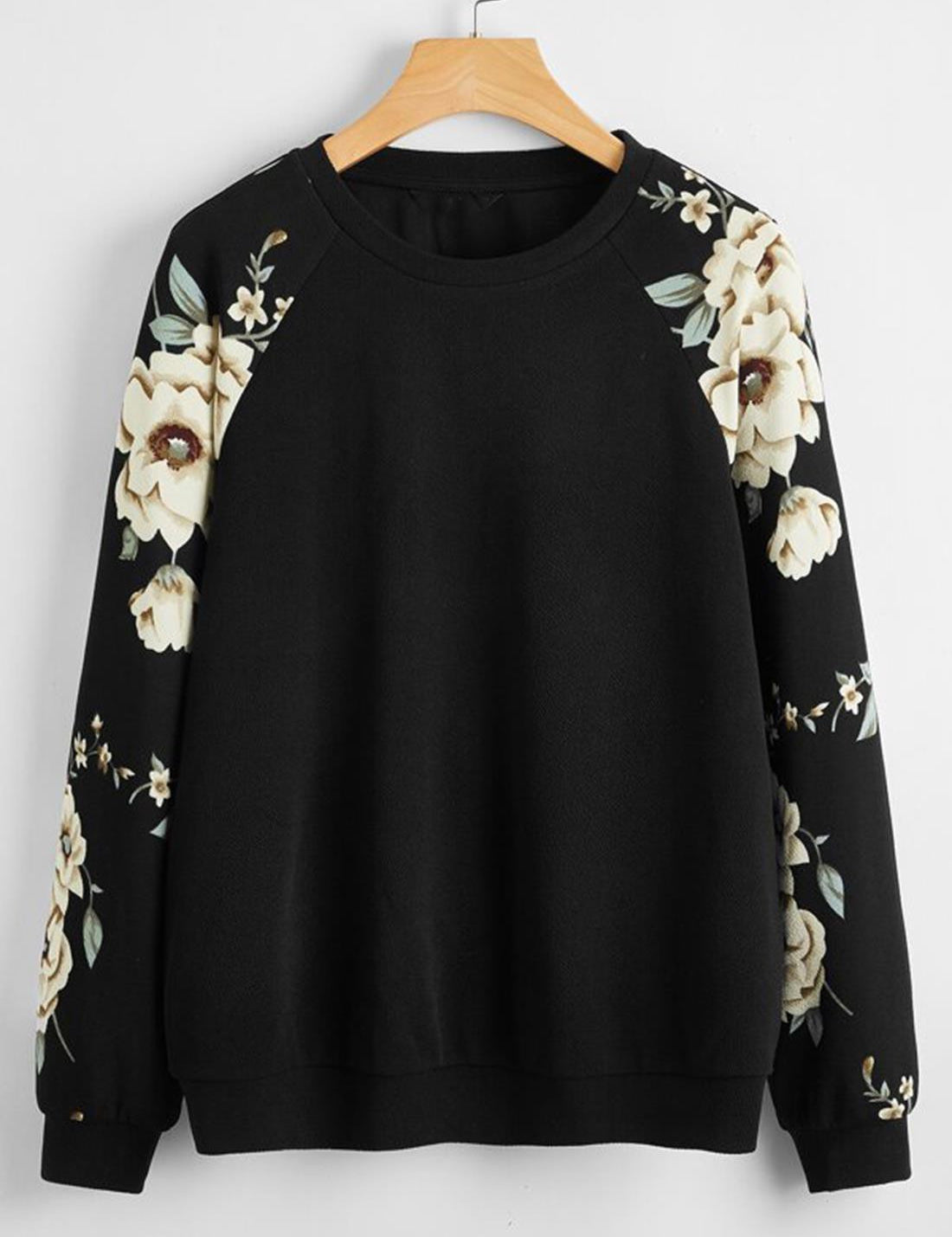 KOTTY Women's Solid Kettle Black Stylish Sweatshirt