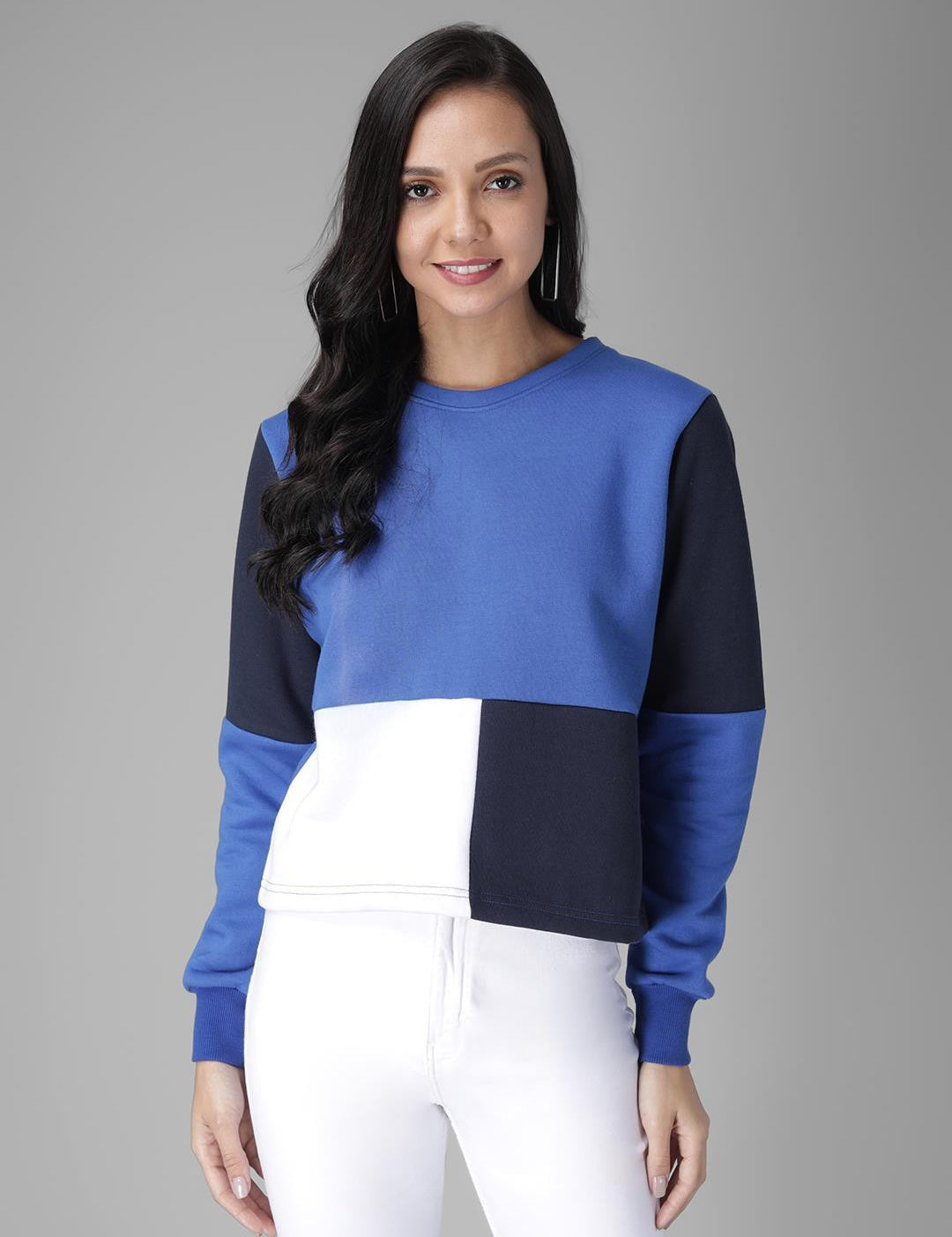 KOTTY Full Sleeve Color Block Women Sweatshirt 
