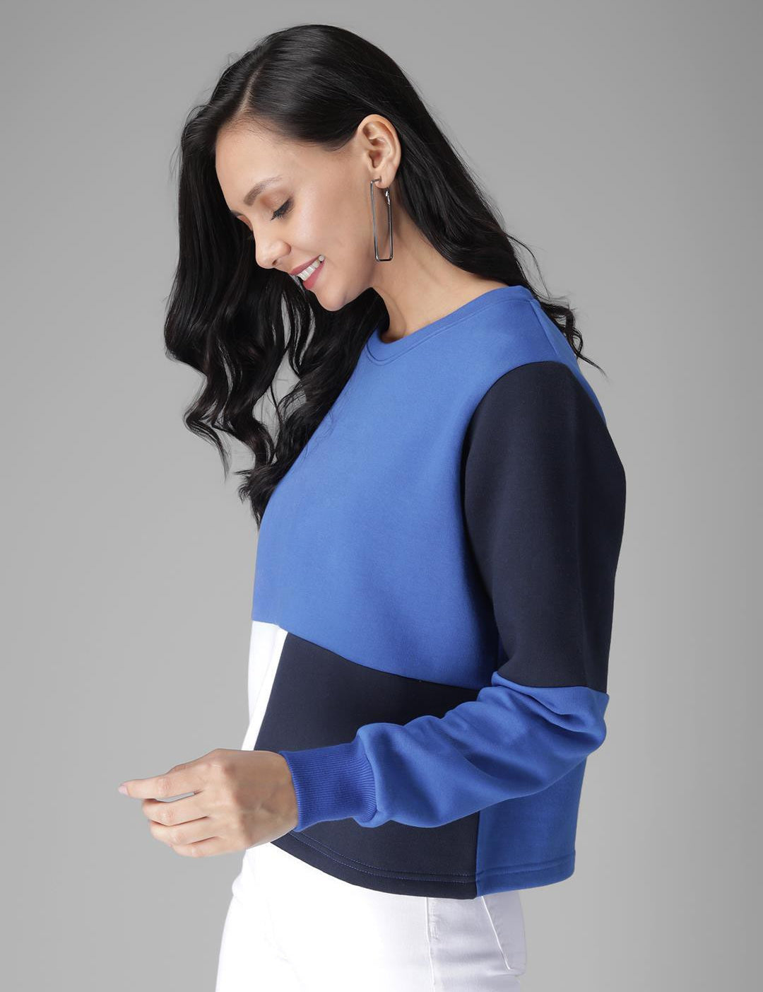 KOTTY Full Sleeve Color Block Women Sweatshirt 