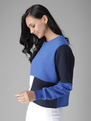 KOTTY Full Sleeve Color Block Women Sweatshirt 