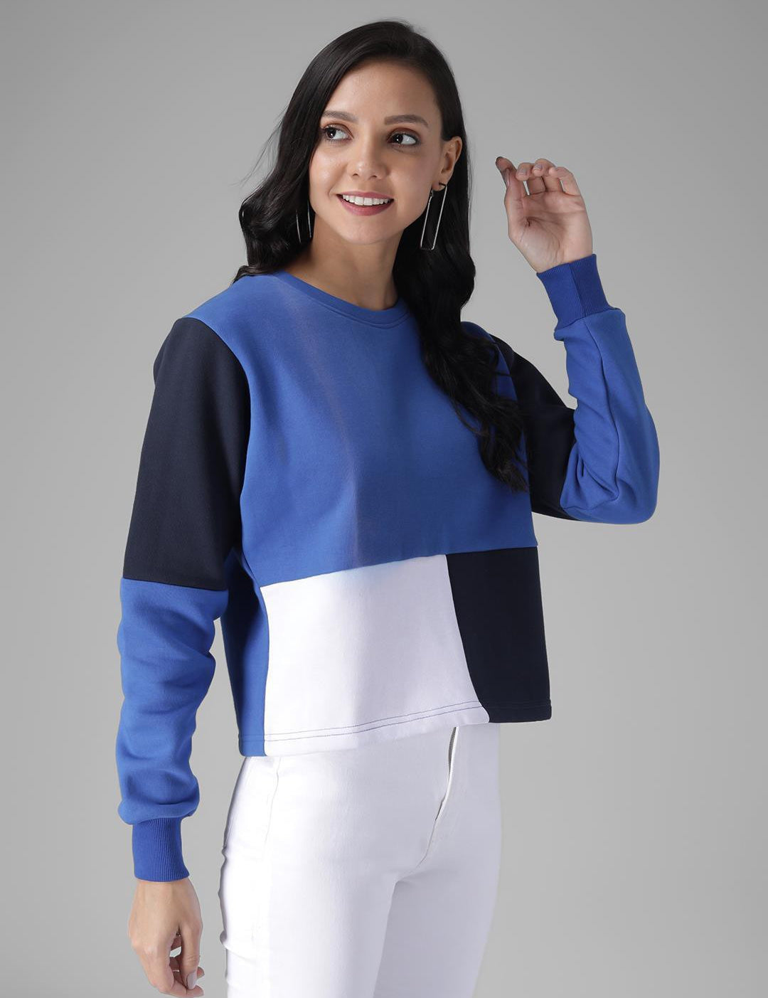 KOTTY Full Sleeve Color Block Women Sweatshirt 