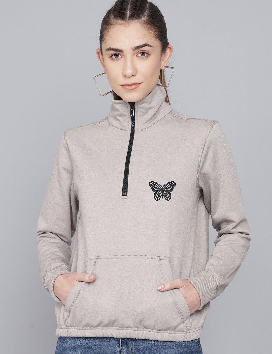 KOTTY Full Sleeve Embroidered Women Sweatshirt 