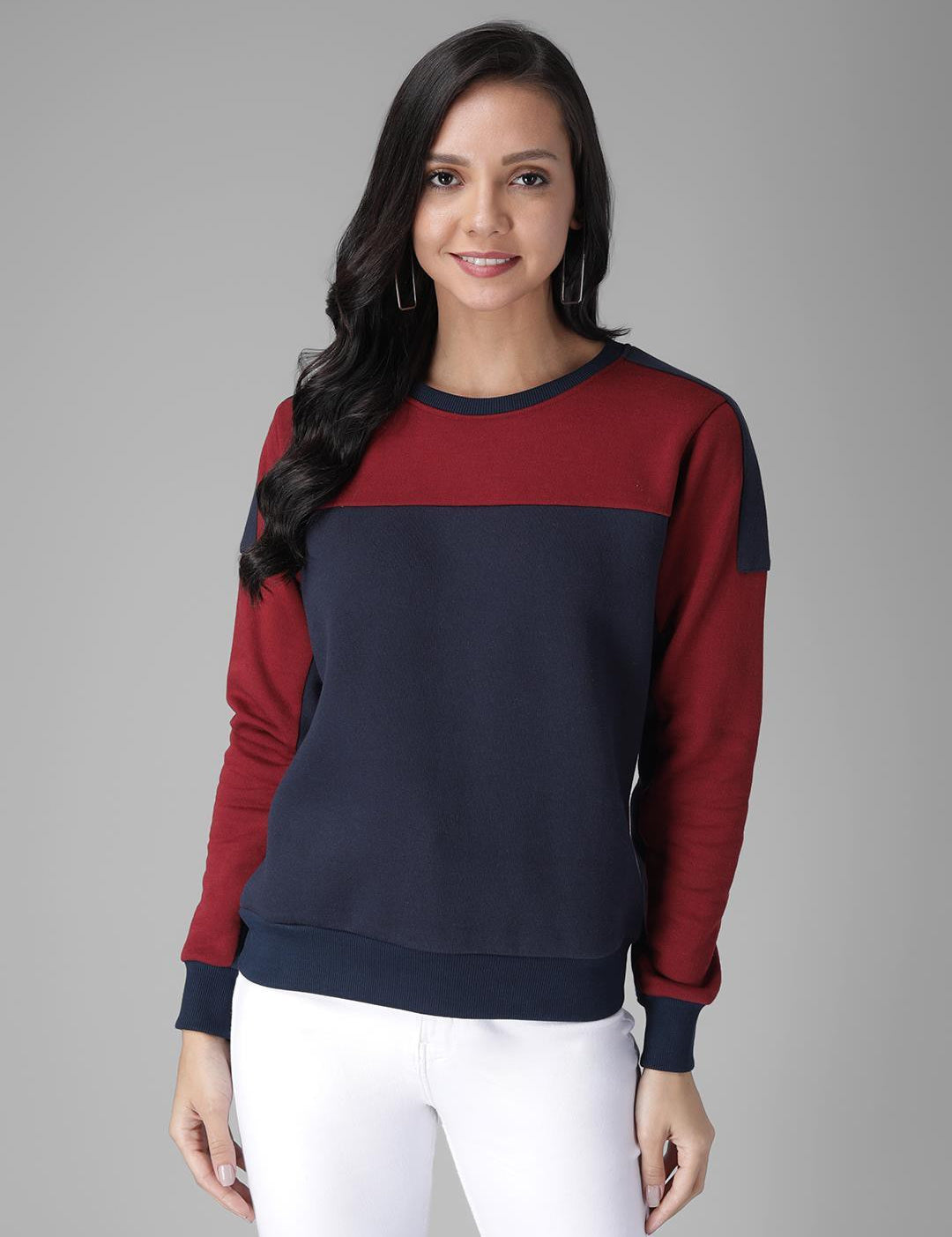 KOTTY Full Sleeve Color Block Women Sweatshirt 