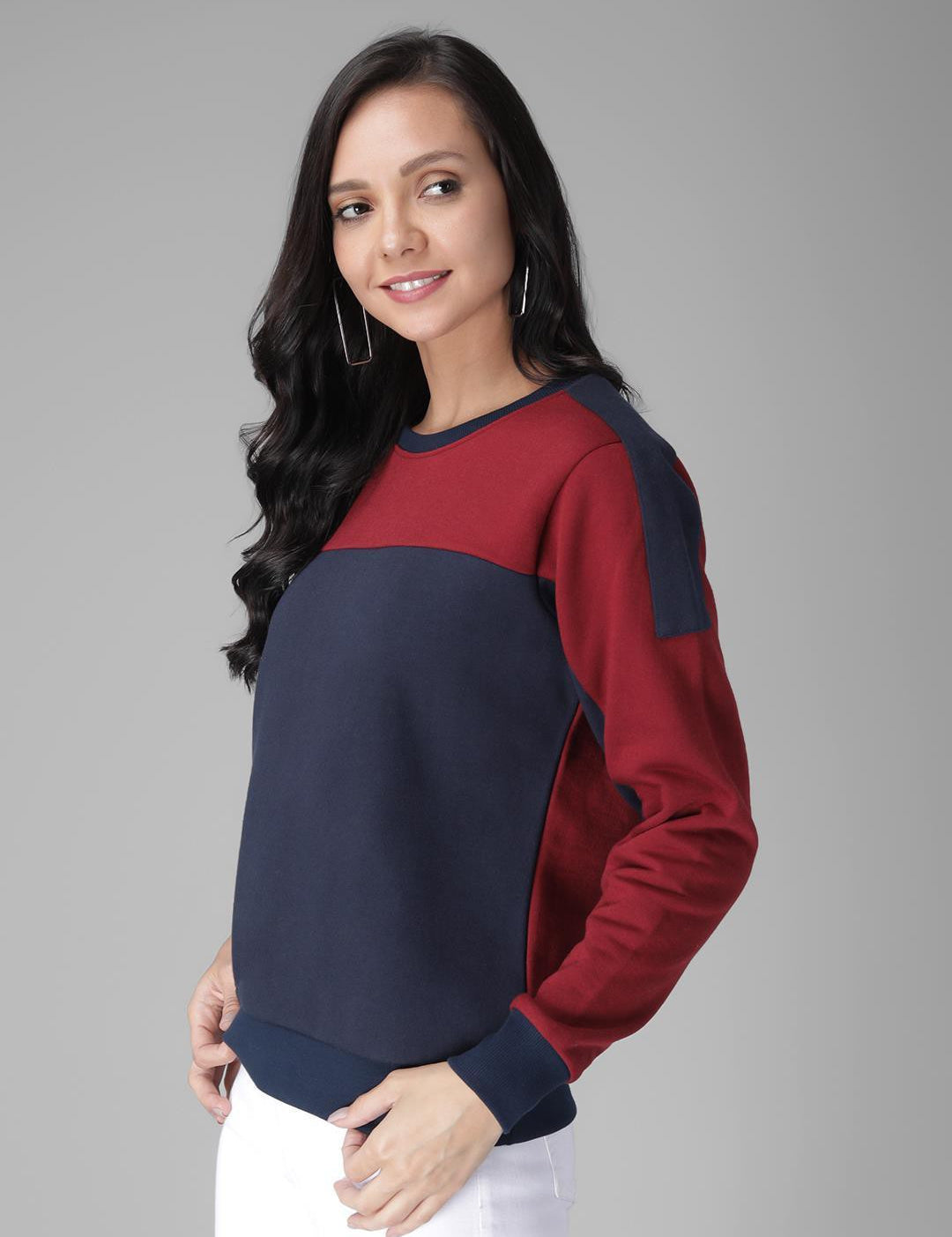 KOTTY Full Sleeve Color Block Women Sweatshirt 